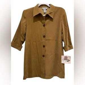 NWT DJ Summers women’s 8 button up collared 3/4 sleeve tan jacket